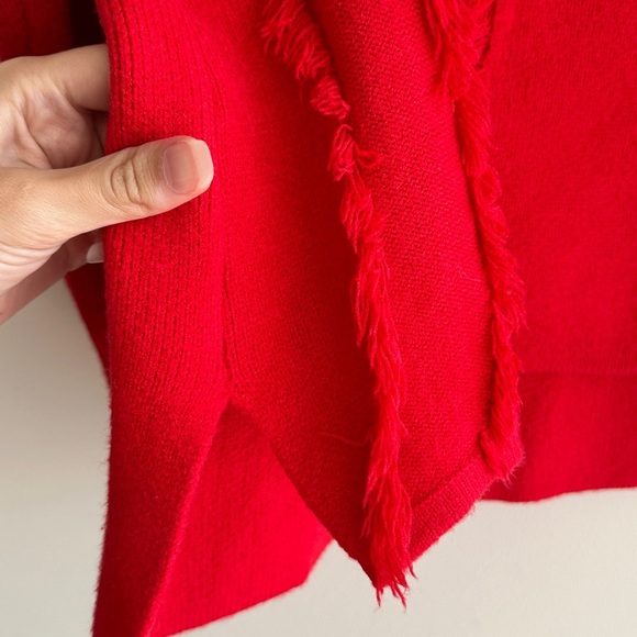ontwelfth Red Fringey Sweater, Bright Red Knit Crewneck Sweater, Size Medium - Picture 5 of 16